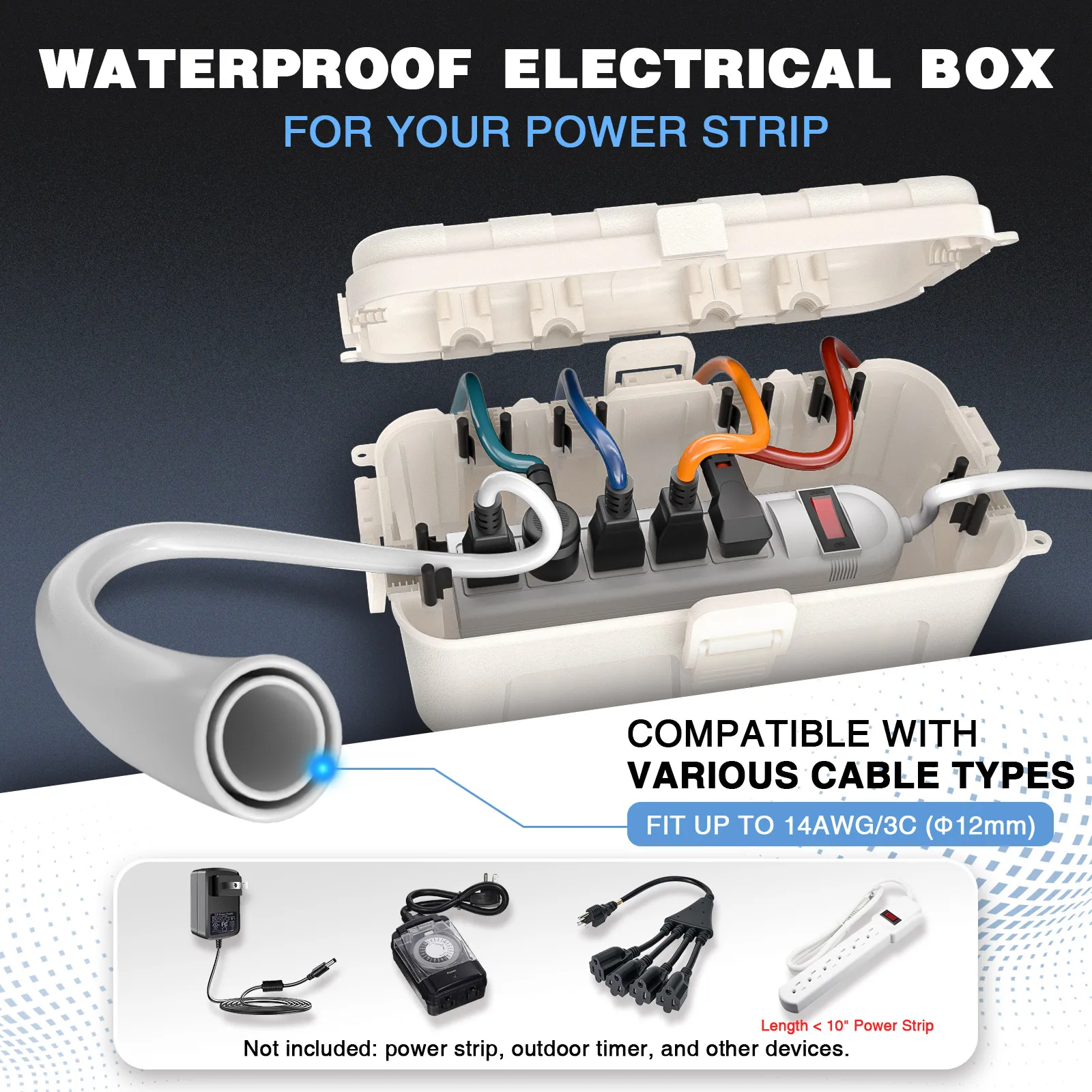 صندوق كابلات متوسط الحجم مقاوم - مراجعة Outdoor Power Strip With Cover وسعره