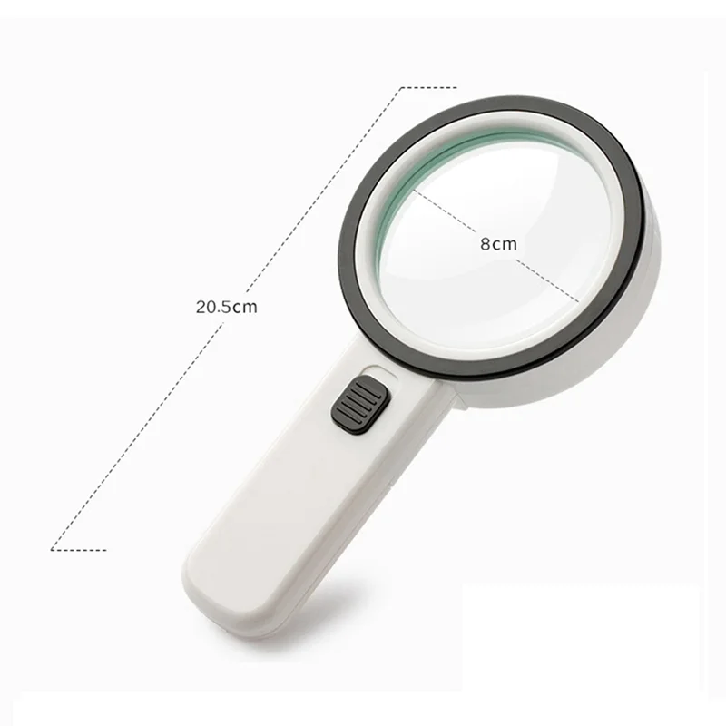 Hand-Held 30X High Magnification Magnifier with 12 LED Lamp Beads is Suitable for the Elderly to Read