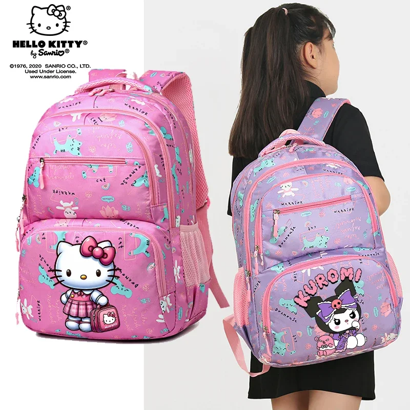 

Большая школьная сумка Hello Kitty Kuromi для женщин, студенческий рюкзак для девочек, детская сумка для книг для подростков