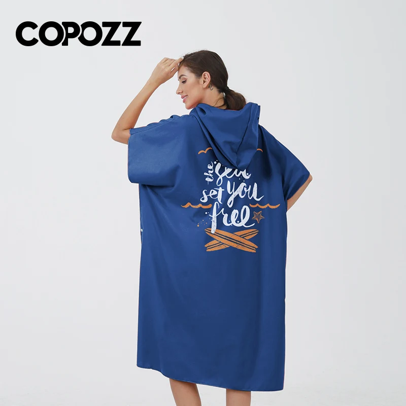 COPOZZ-Poncho de Surf para adultos, toalla cambiante, manta de playa, bata cambiante para surfear, nadar, bata con capucha de microfibra de secado