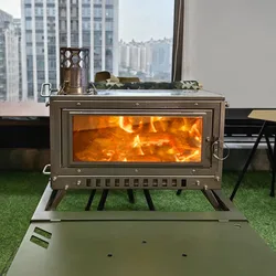 Firewood Stove Tent Stove Folding Portable Brazier Wood Heater Folding Stainless Steel Desktop Furance Camping Stove igt