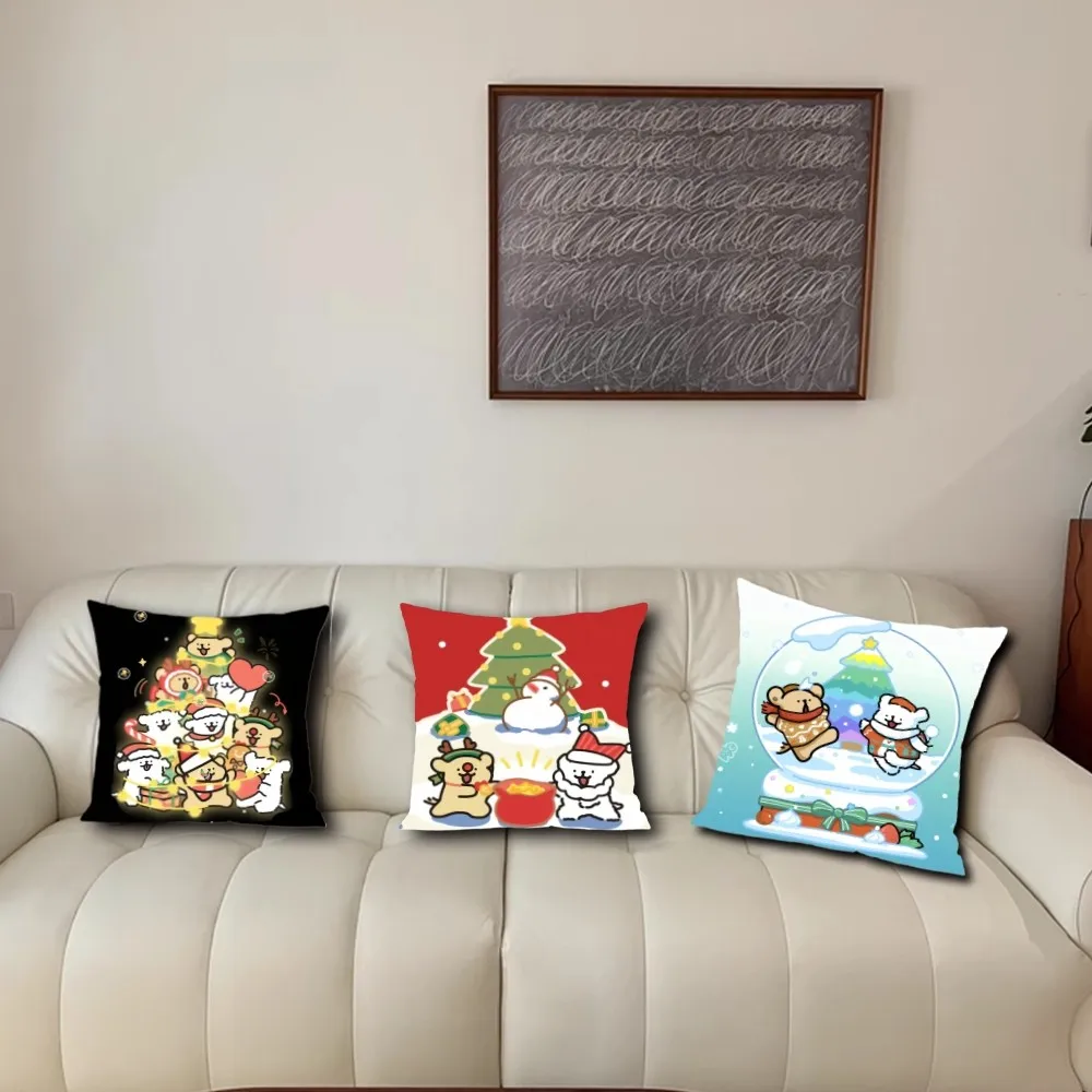 Cartoon line dog Chrismas maltese Pillow Case Living Room Accent Couch Back Support Square Lounge Restful Nap Companion ﻿