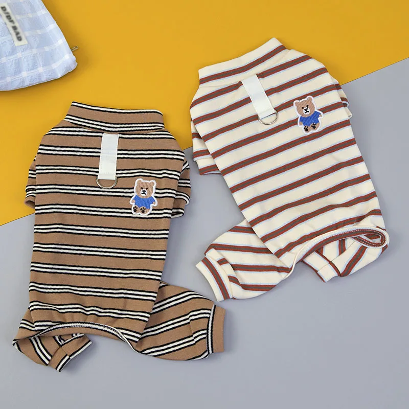 

Spring Autumn Dog Clothes Soft Strips Costume O-Neck Pajamas Overalls For Small Dogs Chihuahua Dachshund Puppy Jumpsuit Bodysuit