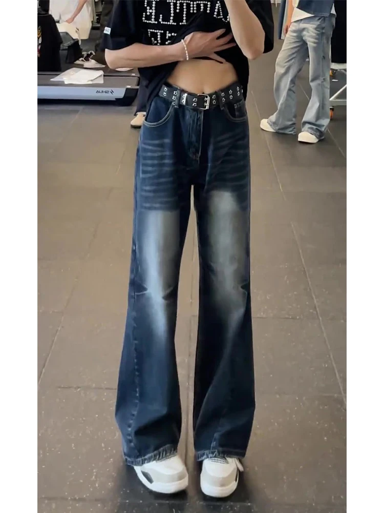 

Синие мужские джинсы American Sle в стиле High Street, прямые брюки-клеш, удлиняющие ноги, с эффектом похудения, с высокой талией, молодежная мода