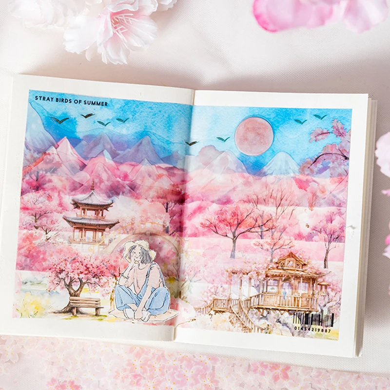 السيد بيبر، سلسلة زهر الكرز، شريط المناظر الطبيعية PET، دفتر القصاصات المزخرف، جراب الهاتف، ملصقات جمالية للمذكرات