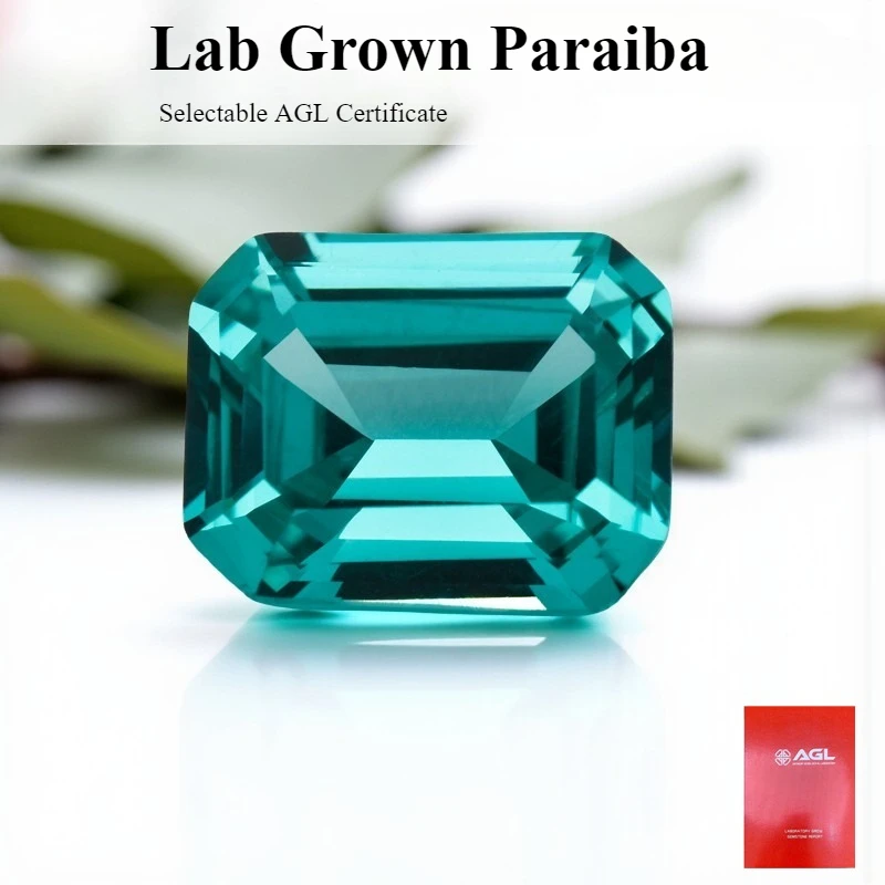 

Выращенный в лаборатории сапфир Параиба изумрудной огранки, подвески из драгоценных камней, сделай сам, для изготовления ювелирных изделий, материалы на выбор, сертификат AGL