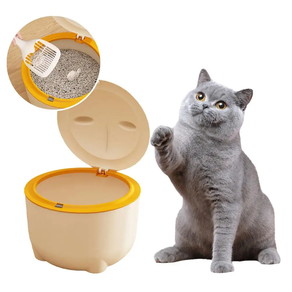 Cat Litter Special Trash Can Fully Enclosed Design Tip Material Not Easy Wear-resistant Portable To Bottom Over PP Reinforc Z7O6