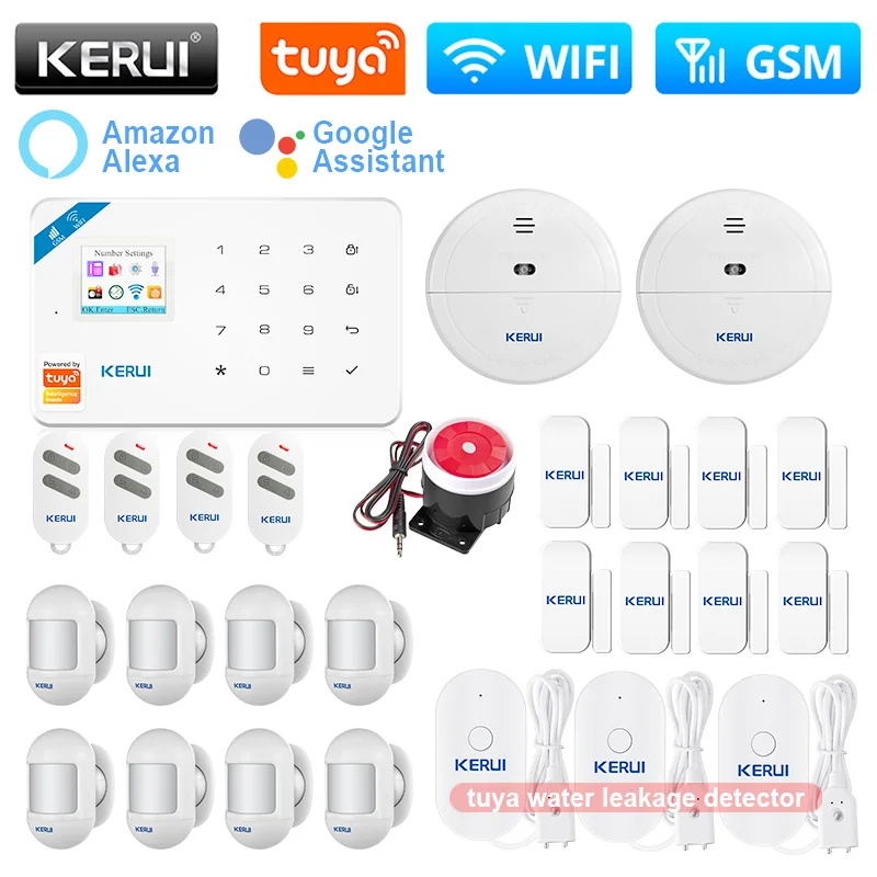 

KERUI W181 Alarm System WIFI GSM Alarm Tuya Smart Support Alexa Motion Sensor Door Sensor Water Leakage Detector Siren