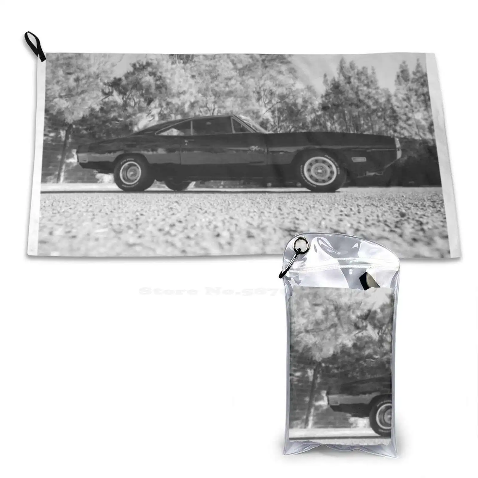 70 Charger 440 Pattern Soft Face Towel Home Outdoor Mopar Charger Black Tough Vehicle Road Classic Muscle American Old Cars