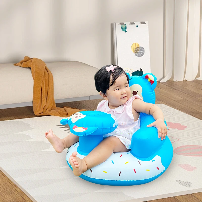 Baby shiny baby inflatable sofa kids puff portable bath chair PVC multifunctional seat practice bidet