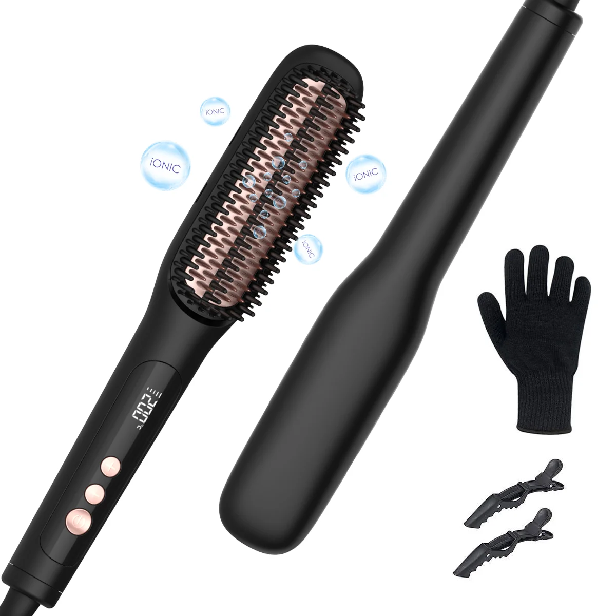 2-in-1 Ceramic Heat Comb Straightener Brush Multifunctional Electric Hair Brushes for Home or Hotel Bristle Material