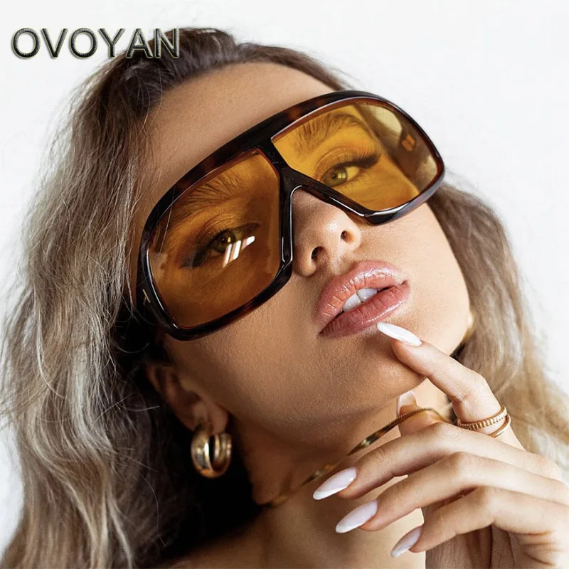 OVOYAN Oversized Punk Sunglasses Women 2024 All-in-one Vintage Eyewear Women Personality Simple Sun Glasses Female Gafas De Sol