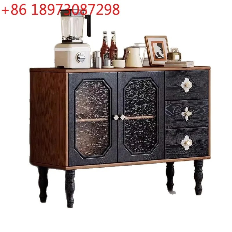 

Средневековый обеденный боковой шкаф из цельного дерева, встроенный шкаф для хранения у стены