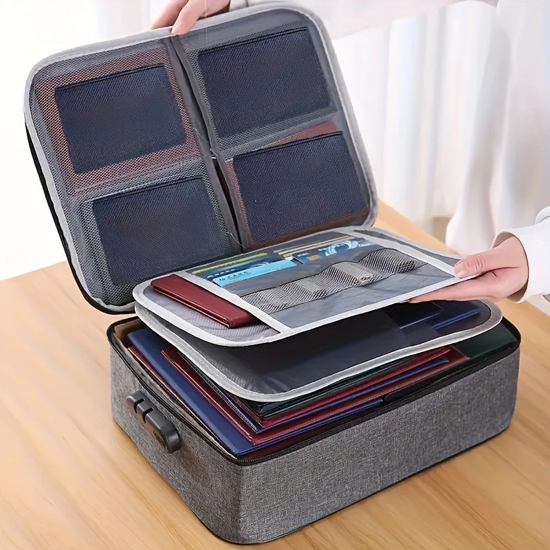 Document Storage Bag Multi-layer Large Capacity File bag Password Briefcase Organize Pouch Accessories Supplies