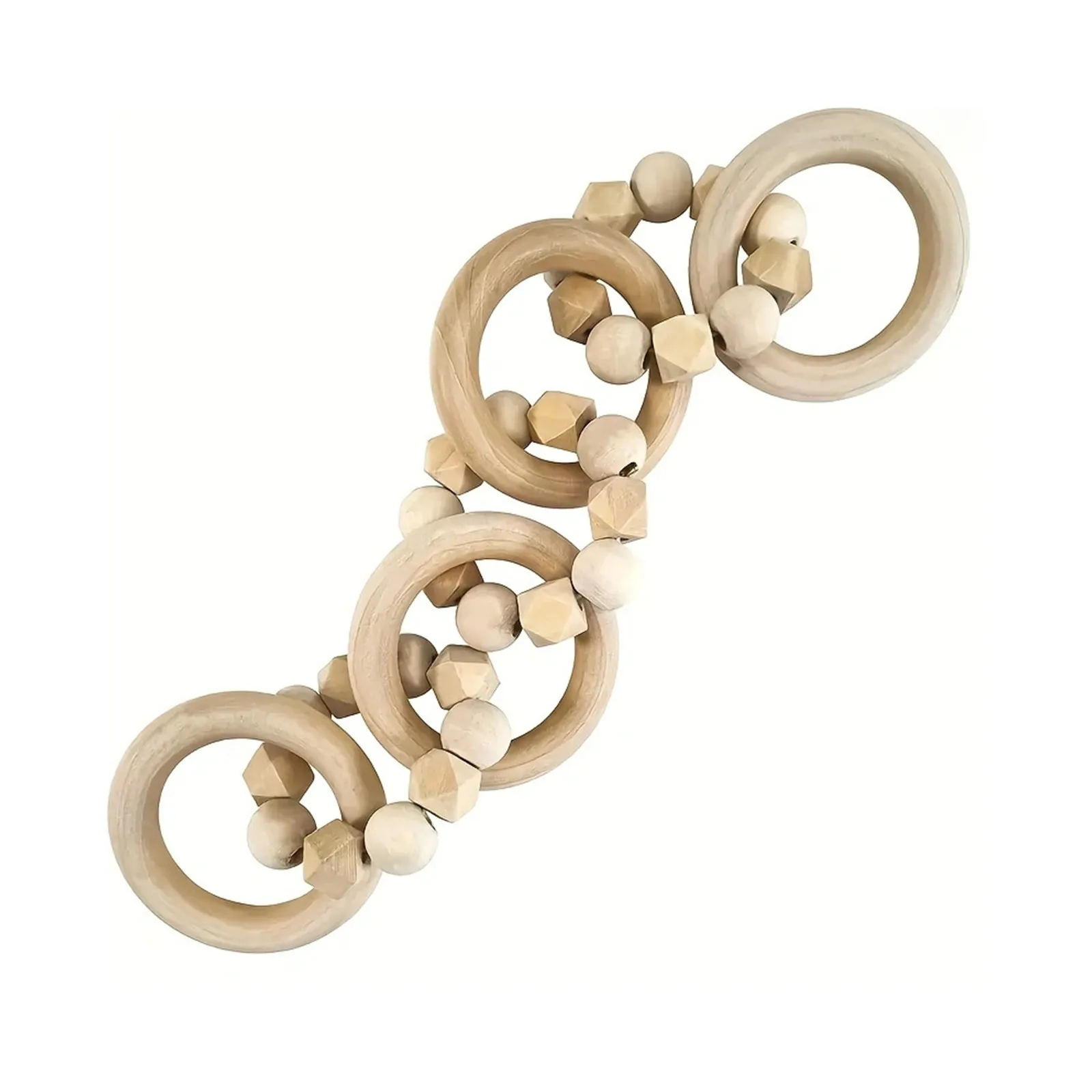 Wood Chain Link Decor Hand Carved Decorative Wooden Chain for Fireplace Mantel Shelf Ornament Farmhouse Rustic Home Decorations