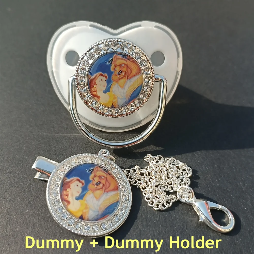 Hot Sale Bling Pacifier and Clip Chain Baby Shower Gift BPA Free Silicone Baby Pacifier Baby Pacifier Mickey Mouse The Lion King