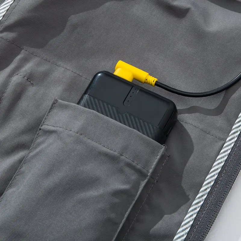 12V/5V USB Men Summer Half Sleeve Air Conditioning Clothes Fan Cooling Jacket High Temperature Outdoor Fishing Wear