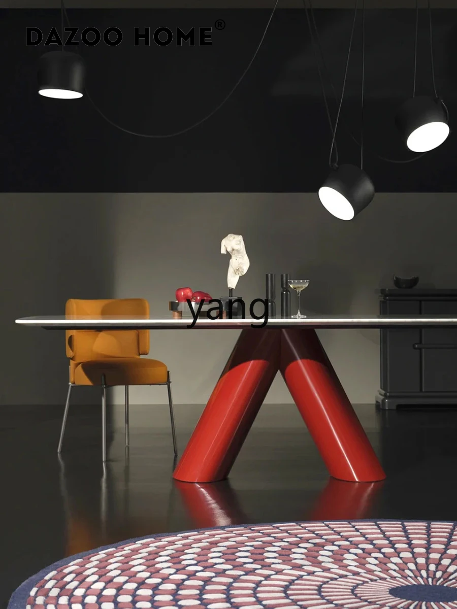 طاولة طعام YJQ بسيطة وحديثة ومبتكرة من الرخام الطبيعي باللون الأبيض الفاخر من الحجر البلغاري الأحمر