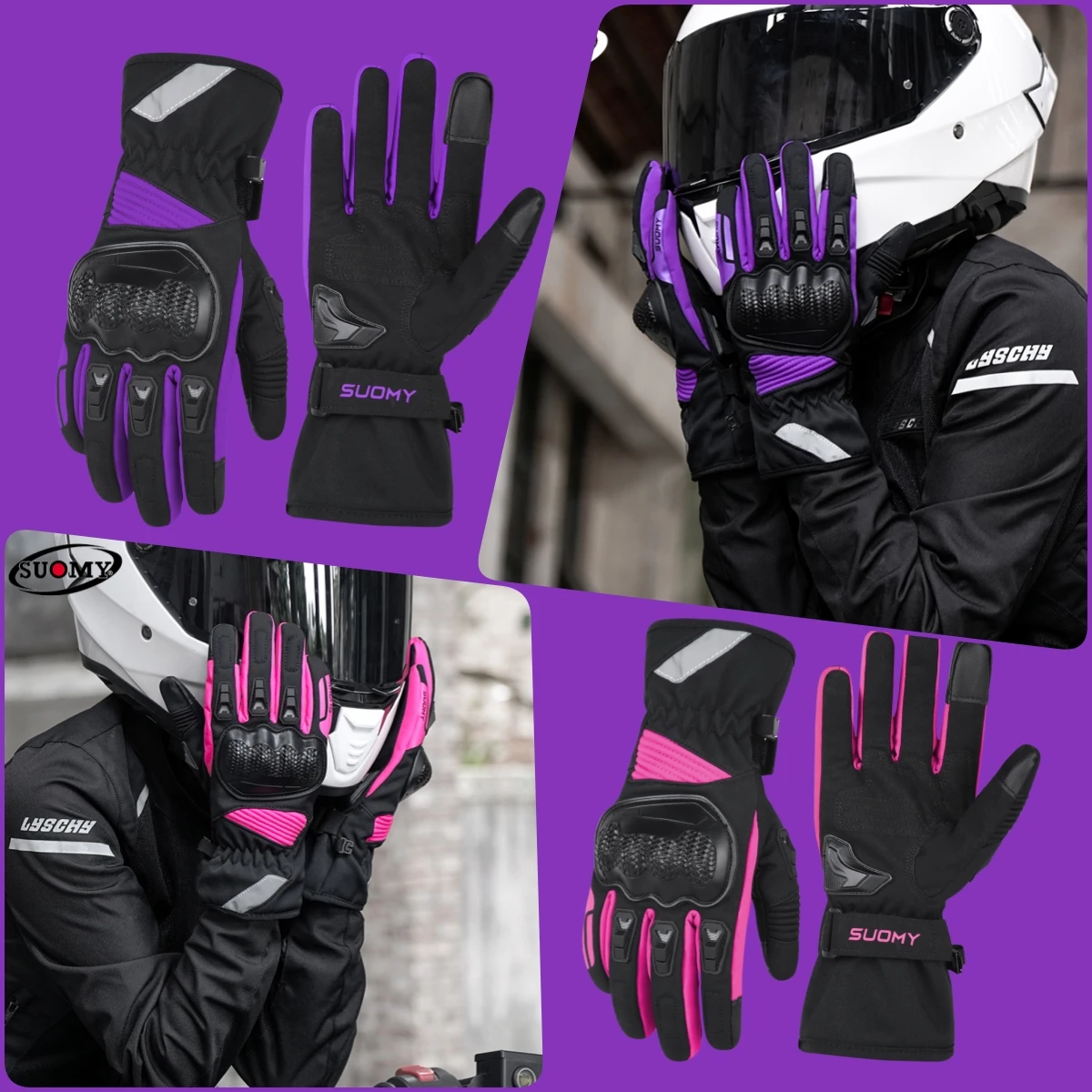 

Women's Winter Motorcycle Gloves - Windproof & Waterproof Thermal for Lady Motorbike Riding (Sizes S-M-L)