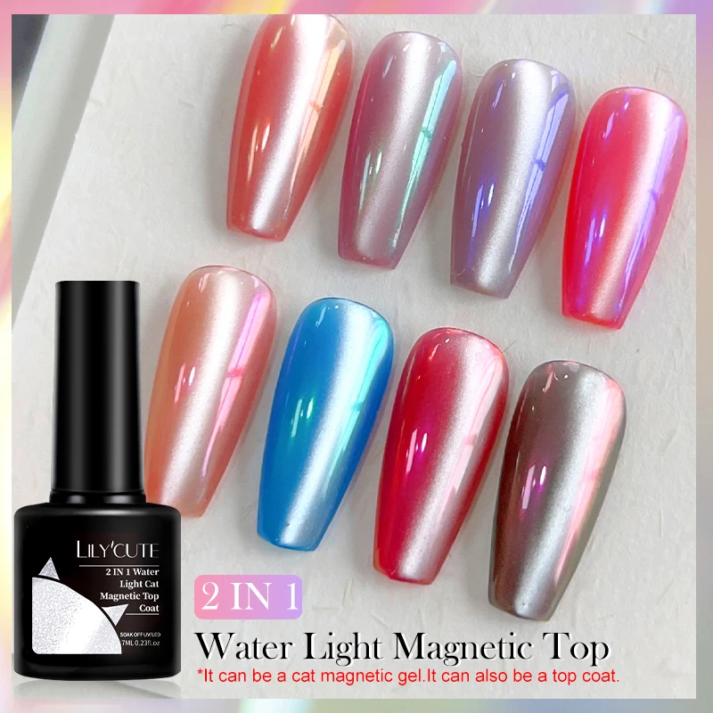 LILYCUTE 7 مللي ضوء الماء القط المغناطيسي معطف فوقي UV LED هلام نقع قبالة القط المغناطيسي تأثير وظيفة هلام طلاء الأظافر لتقوم بها بنفسك مانيكير