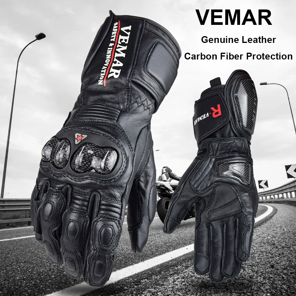 

CE Certification Genuine Leather Motorcycle Gloves Carbon Fiber Protection Motorbike Motocross Racing Gloves Moto Equipment Gear