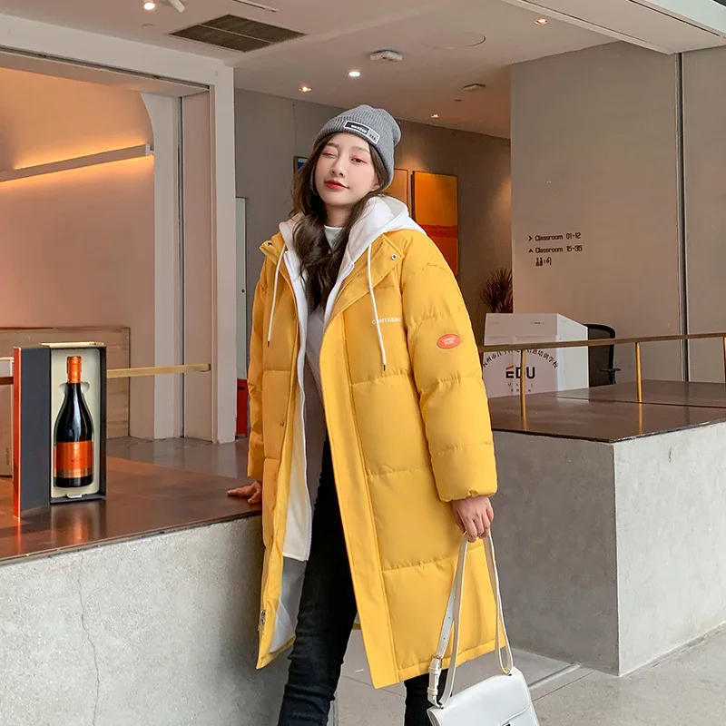 Spring and Autumn Winter Solid Color Korean Edition Loose Down Korean Thick Bread Coat Cotton Coat Women