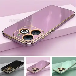 Luxury Square Plating Phone Case For Infinix Hot 40i 6.56