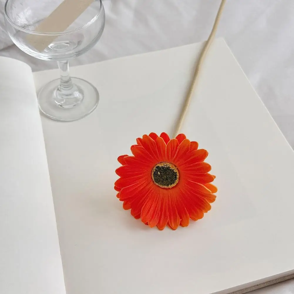 Simulated Flower Artificial Gerbera Flowers with Bendable Stems Silk Gerbera Blooms Boho Faux Wildflower Bouquet for Wedding