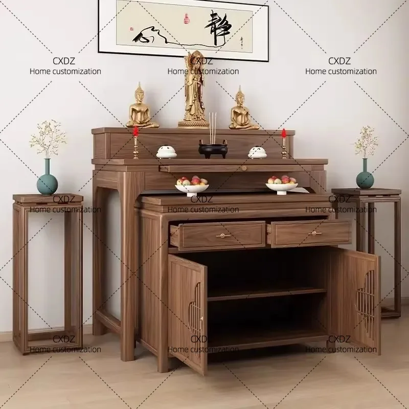XXwalnut solid wood altar table  for home buddhist hall god of wealth altar buddha niche altar table