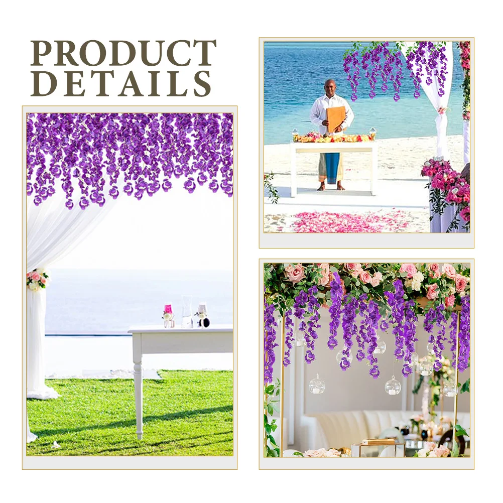 

12Pcs Simulation Wisteria Flower Vines Lifelike Wall Hanging Decor for Home Coffee Shop Wisteria Hanging Flowers