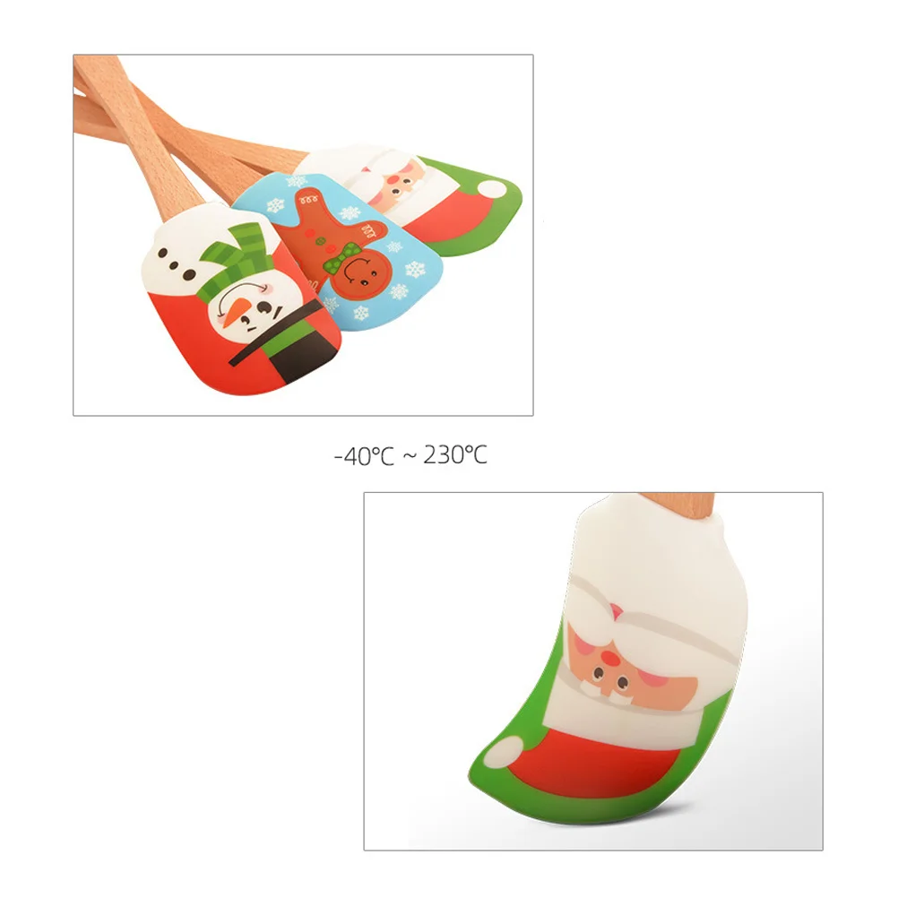 

2Pcs Christmas Silicone Spatula Santa Claus Festive Scraper Baking Mixing Cream Butter Kitchen Gadget Christmas Silicone Spatula