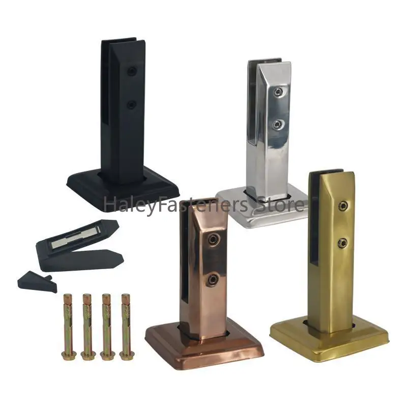Indoor Stainless Steel Floor Standing Stairs Balcony 10-13mm Glass Clip Post   Balustrade Railing Glass Clamp
