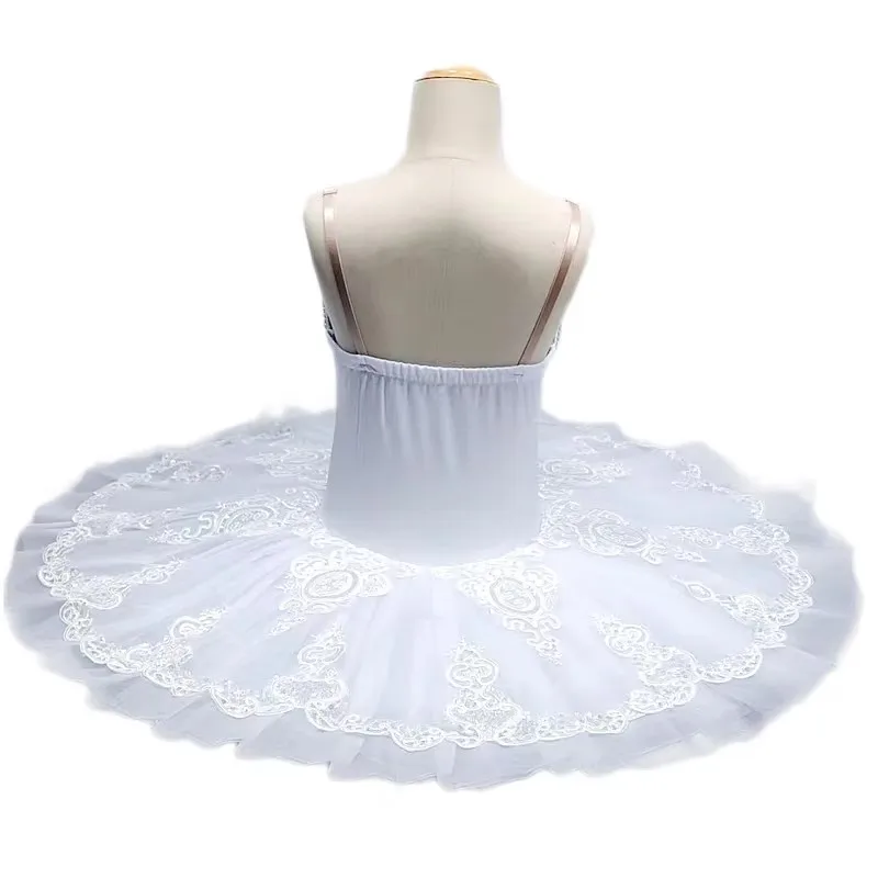 تنورة توتو باليه بيضاء للأطفال، زي رقص للأطفال على شكل بحيرة البجع، فستان أداء الرقص الشرقي