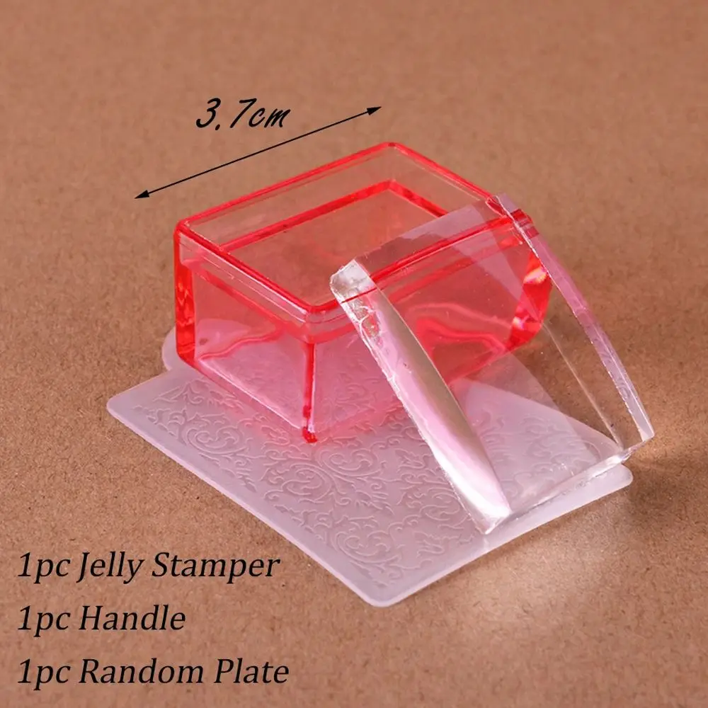 Head Nail Art Tools Rectangle Nail Stamper Jelly Nail Art Stamper Scraper Set Polish Transfer Template Kits Manicure Scraper