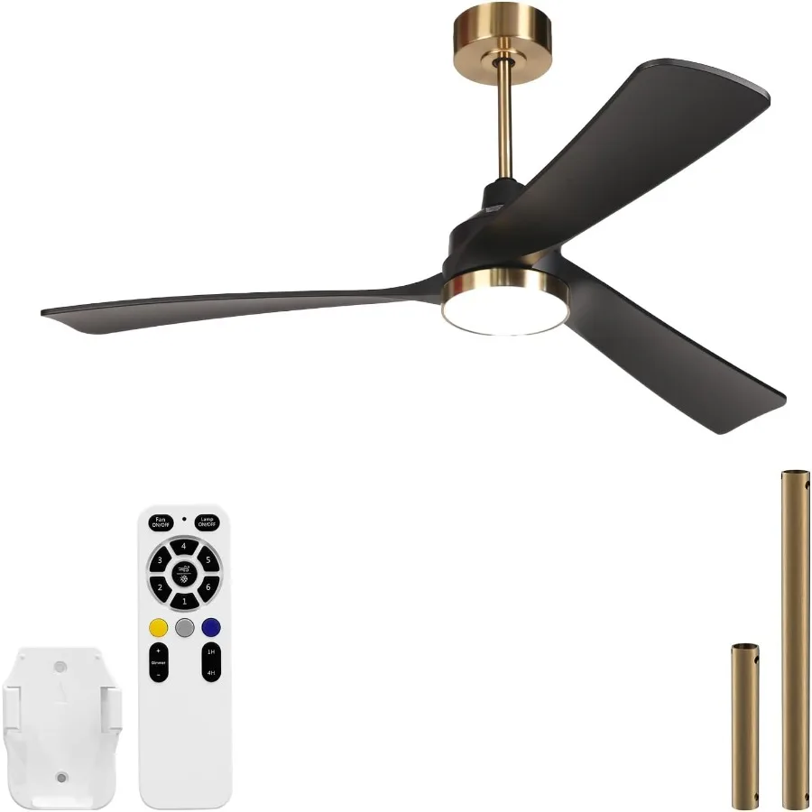 

52 Inch Ceiling Fans with Lights Quiet 3CCT Modern LED Ceiling Fan with Remote for Bedroom Living Room Kitchen 6 Speeds Reversi