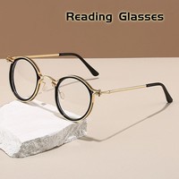 2025 New Metal Round Frame Anti Blue Light Presbyopia Glasses Business Retro Reading Glasses for Middle Aged and Elderly People
