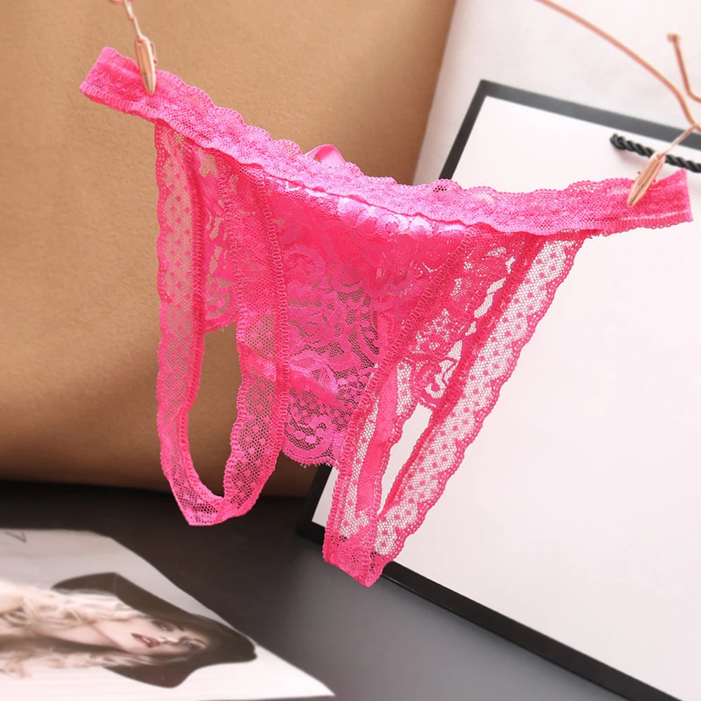 Celana dalam Thong selangkangan terbuka wanita seksi celana dalam G-string tembus pandang untuk perspektif seks Lingerie Erotis