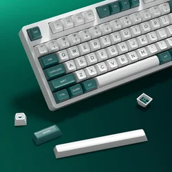 KBDiy PBT Green and White Keycaps Double Shot Set SA Profile for Mechanical Keyboards Keycap Custom ISO 142 Keys Caps for GMK67