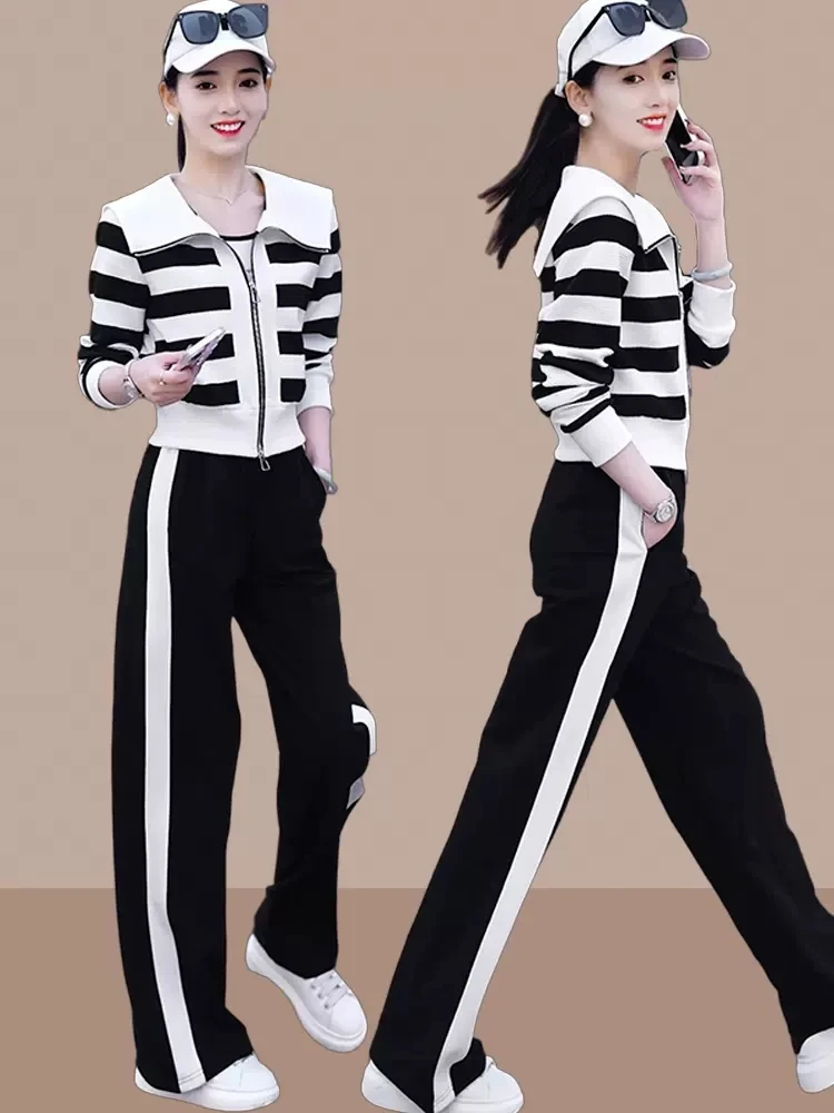 

Faionable Sportswear Set for Women Casual Sli Two-Piece Suit Anti-Aging Trendy Sweatirt Small Size Friendly