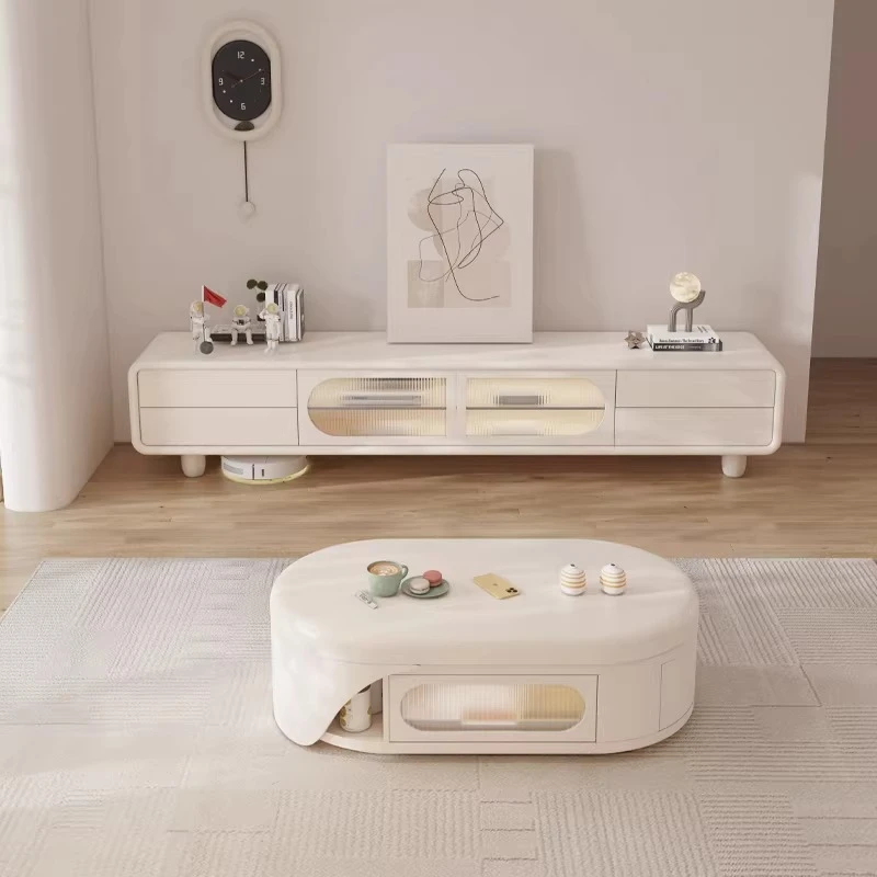 Glass Doors Simple Tv Cabinet Wooden Legs Living Room Center Tv Stand Modern Design Mobili Per La Casa Saldi Home Accessories