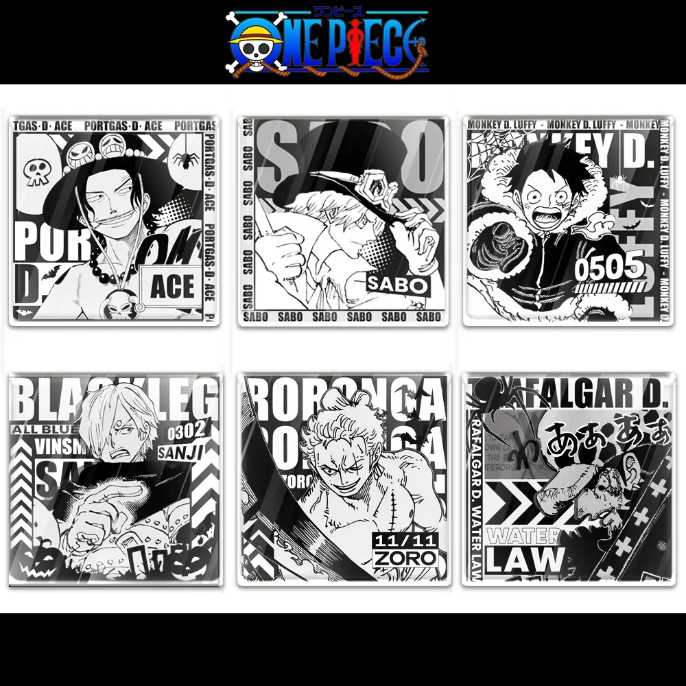 10cmONE PIECE Square Acrylic Coaster Ornaments Coffee Coasters Drink Mug Mat Table Placemat Decor Anime Collection Toy Card Gift