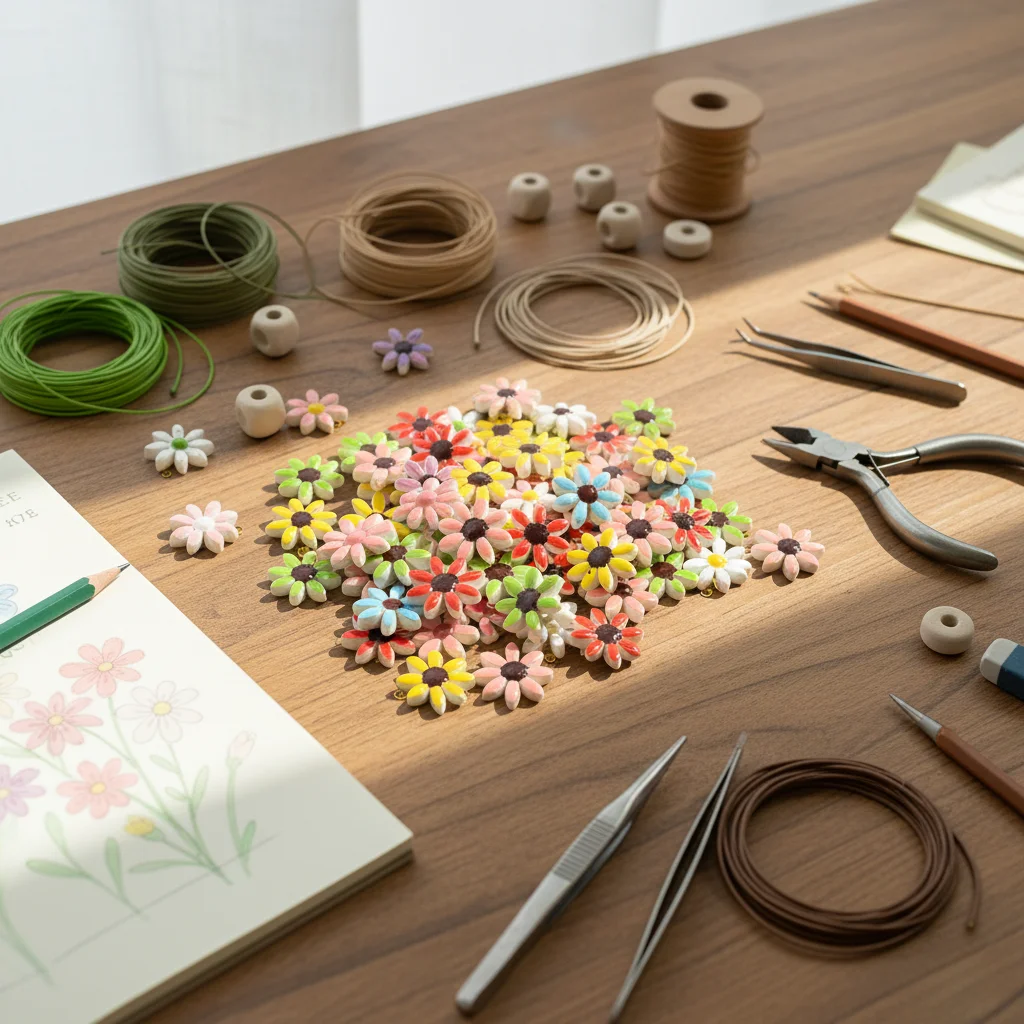 5pcs DIY Ceramic Flower Beads - Jewelry Making Qc ulasan dan harga