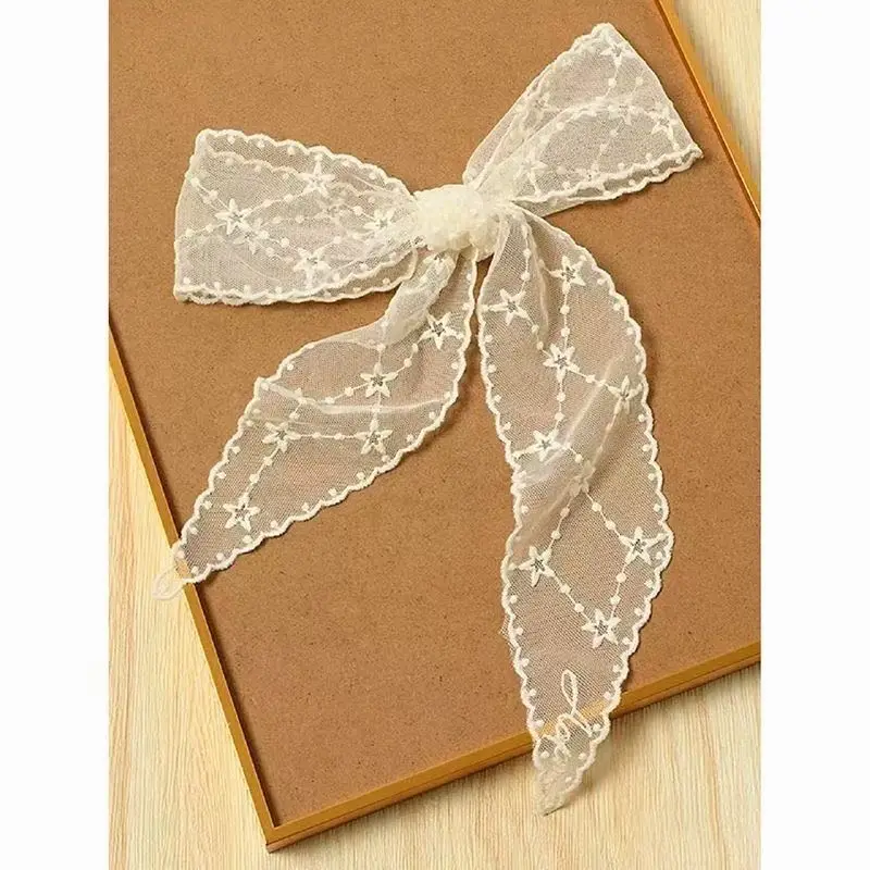 꽃 자수 머리 스카프 레이스 긴 리본 스카프 흰색 꽃 레이스 Neckerchief 장식 스트랩 목걸이 머리 랩 스카프