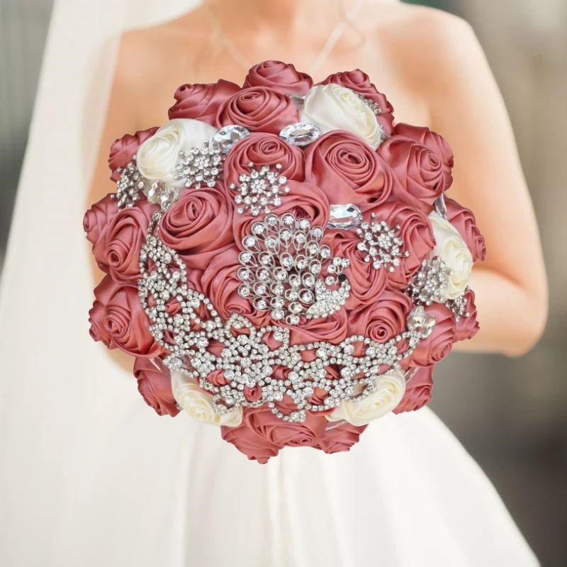 Royal Wedding Bouquet Rhinestone Bride and Bridesmaid Hand Flowers Handmade Bridal Bouquet