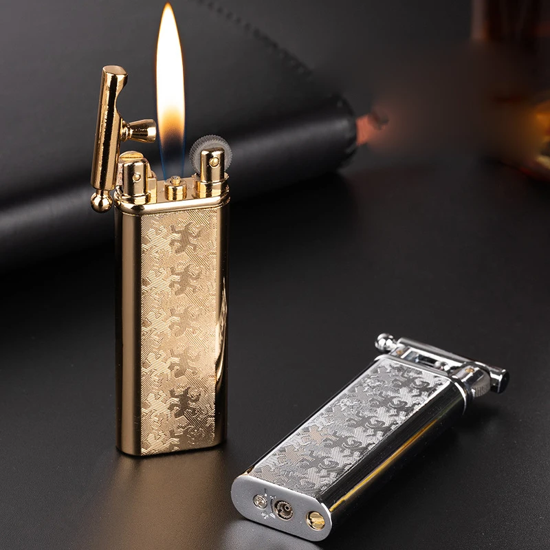 

2022 NEW Portable Metal Cigarette Lighter Retro Grinding Wheel Lighter Mini Butane Gas Lighter Gadgets For Men Unusual Lighters