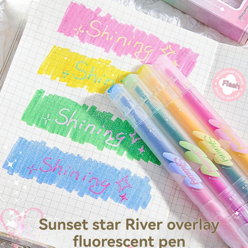 

1PC Highlighter Pen Color Marker Pen Student Large Capacity Notebook Pen Key Note Taking Special Multi Color Pen