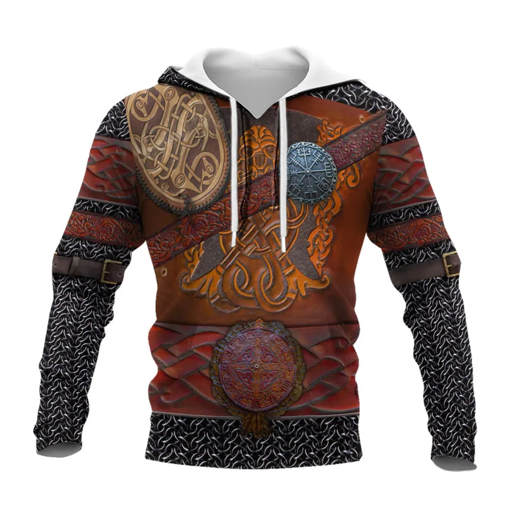 CLOOCL Viking Mens Sweatshirt Retro Viking Armor Tattoo Pattern 3D Printed Hoodies Pullover Zip Coat Jacket Tracksuit Men Tops