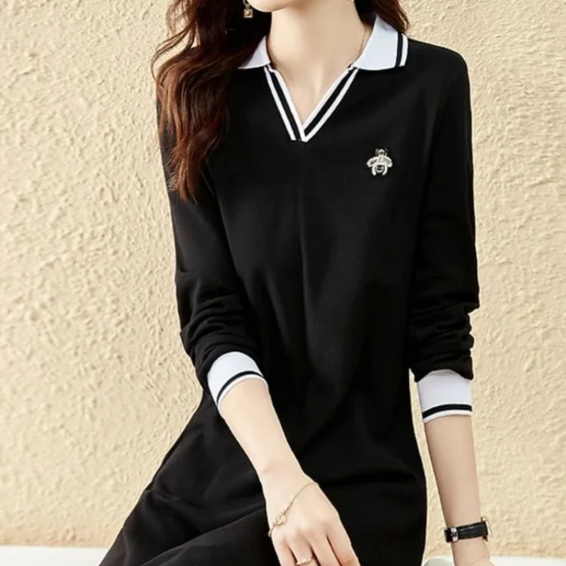 Women\'s Long Sleeve Dresses New In Female Dress Black Korean Style Cotton Kpop High Quality Luxury Xxl On Sale Clearance X G Hot