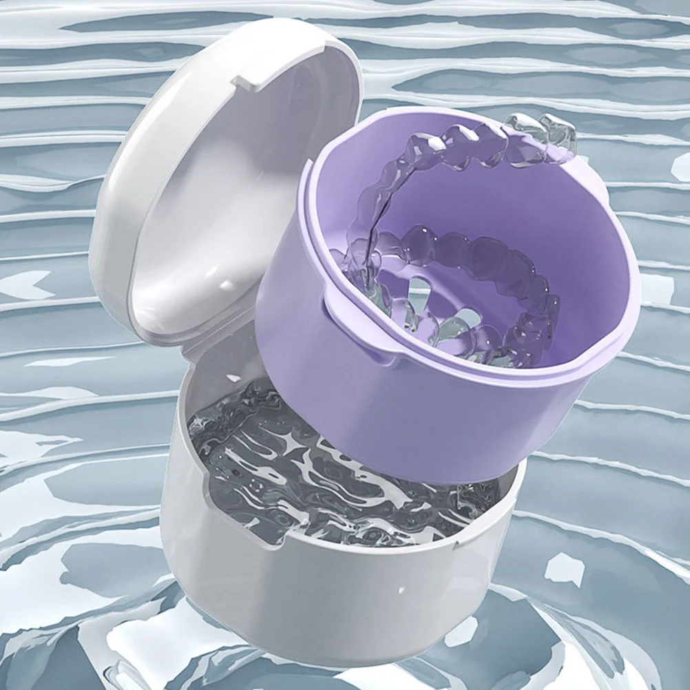 Boîte de protection pour prothèses dentaires, 2 pièces, étui de retenue de vidange rond, attelle orthodontique Portable, support de rangement, conteneur de protection buccale de voyage