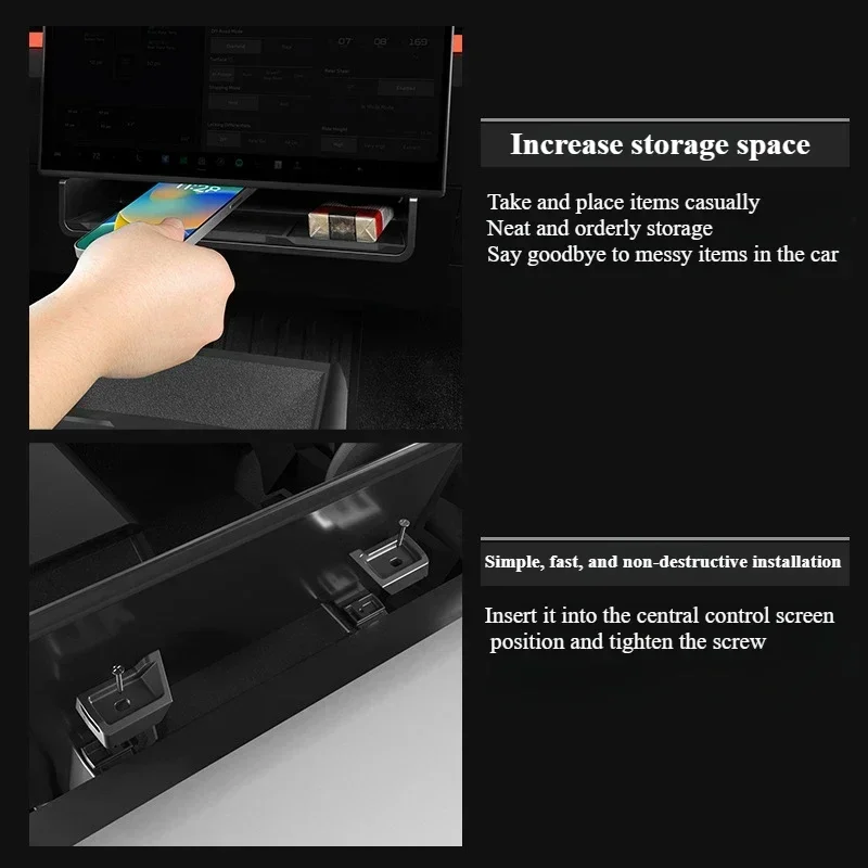 For Tesla Cybertruck 2024 2025 Car Storage Box Hidden Storage Organizer Case Tray Under The Central Control Screen Accessories